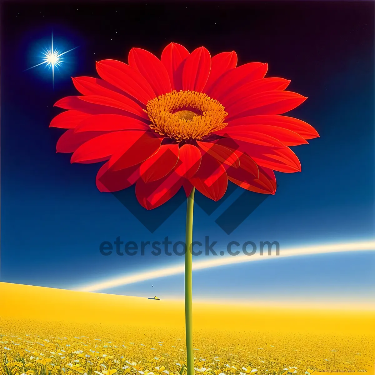 Picture of Vibrant Sunflower Blossom Under Bright Sunny Sky