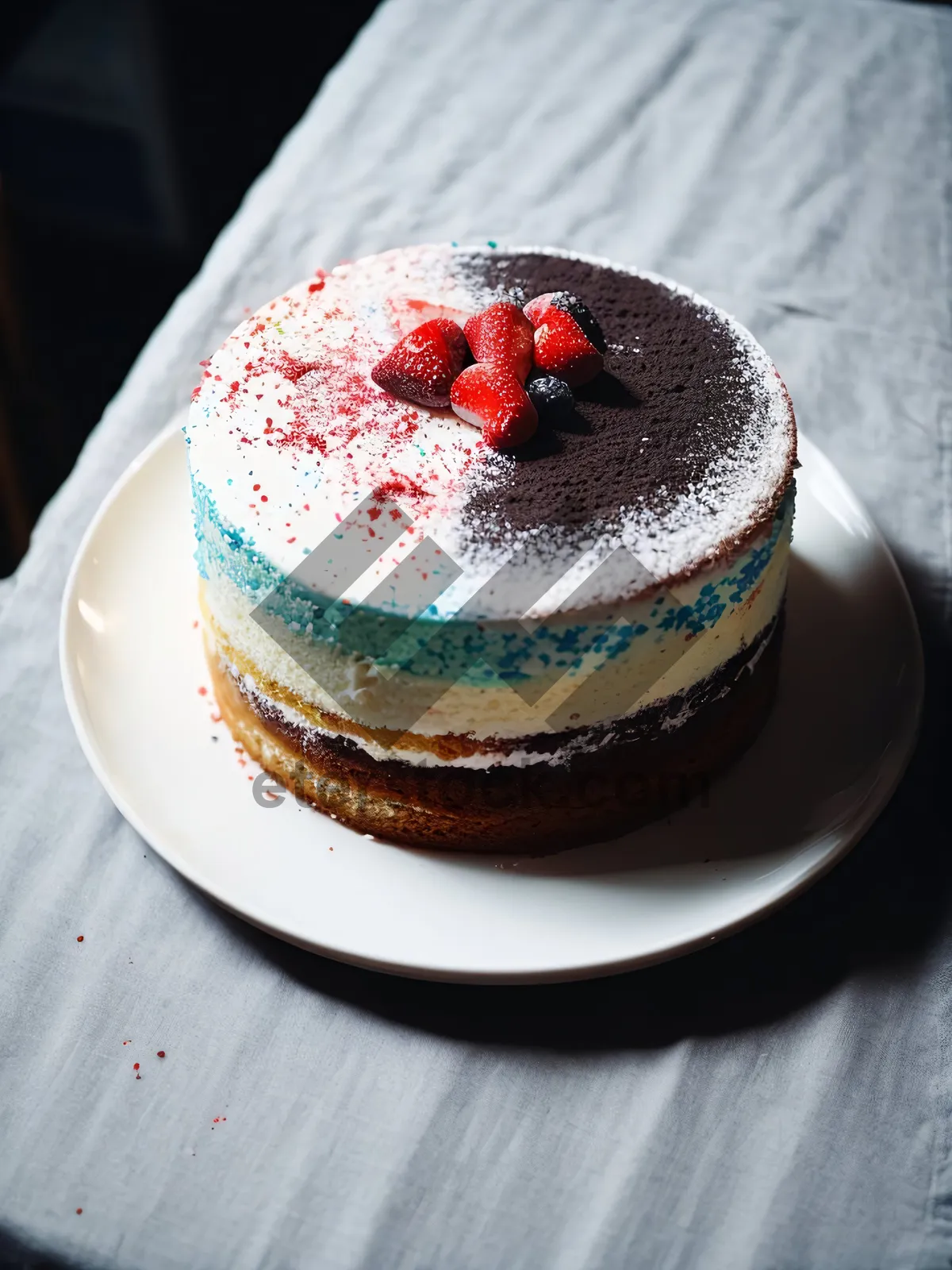 Picture of Delectable Berry Cream Cake with Coffee