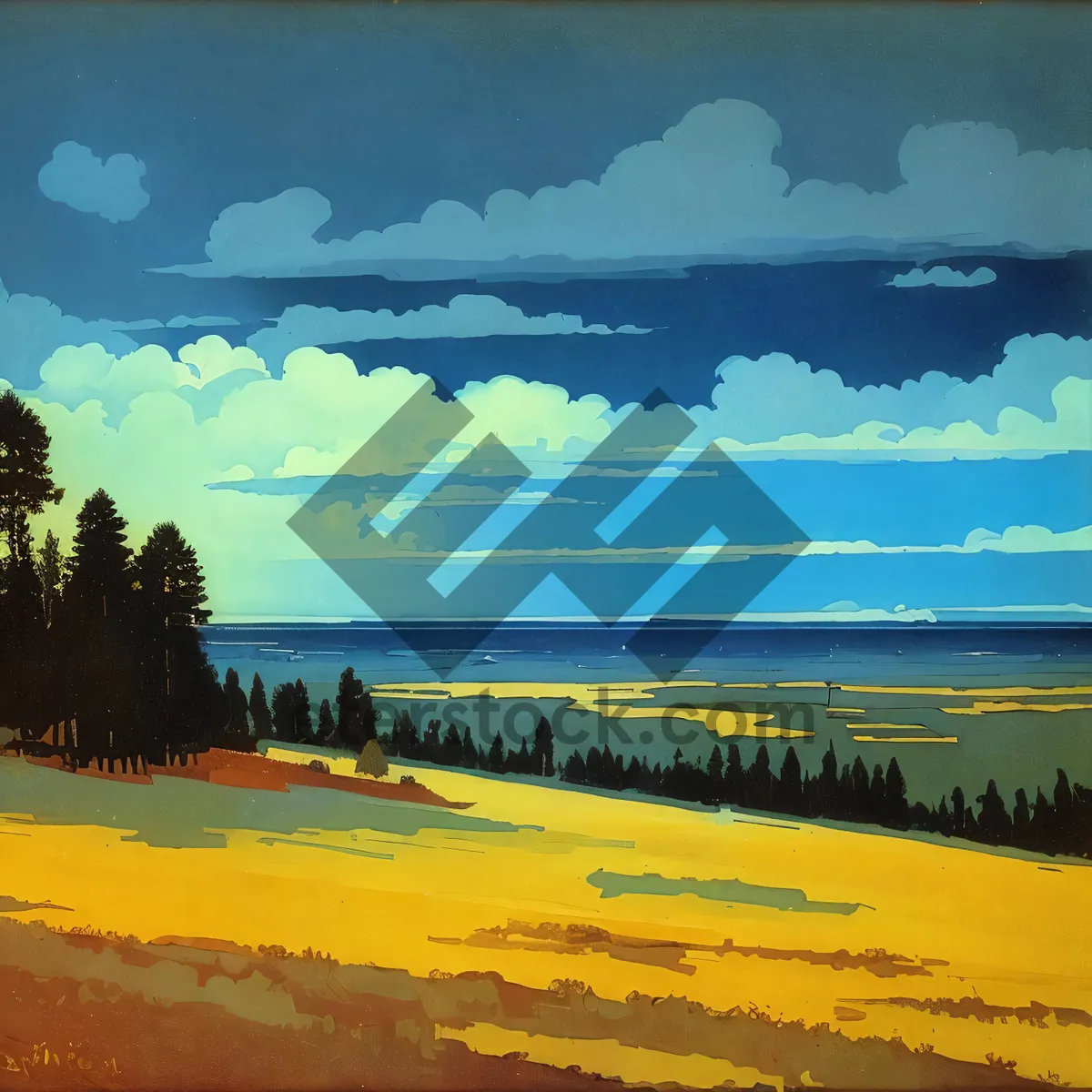 Picture of Blissful Sunset Beach Scene with Reflecting Sky