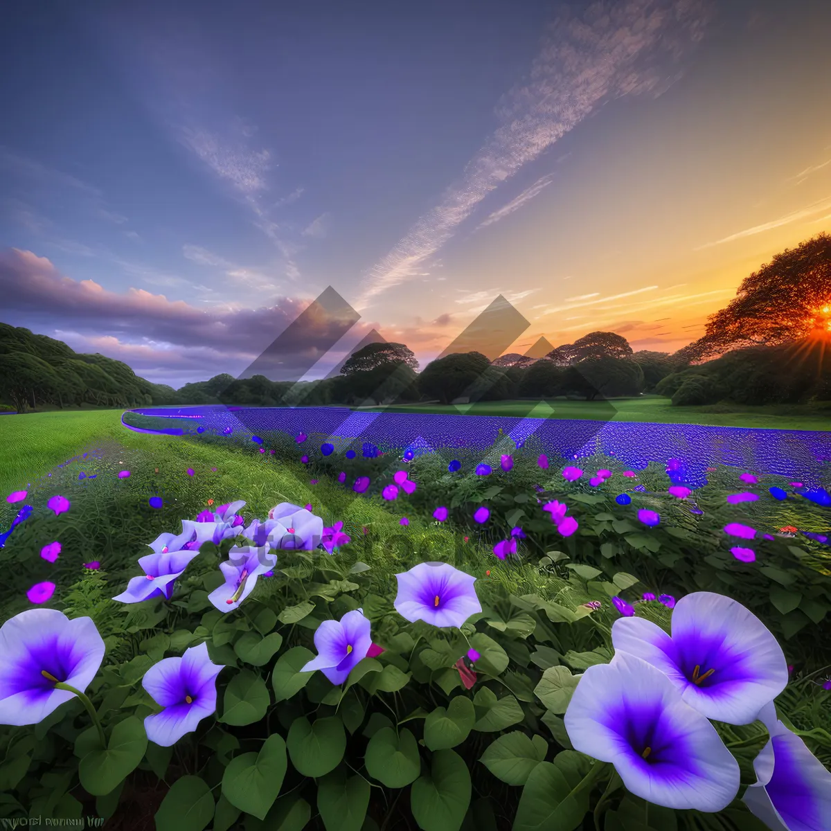 Picture of Serene Summer Meadow Under Sunny Sky