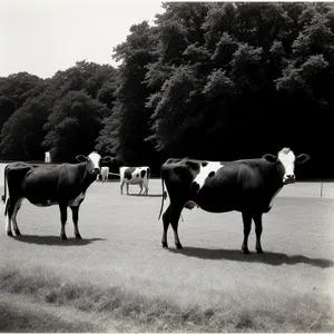 Serene Rural Meadow with Grazing Livestock