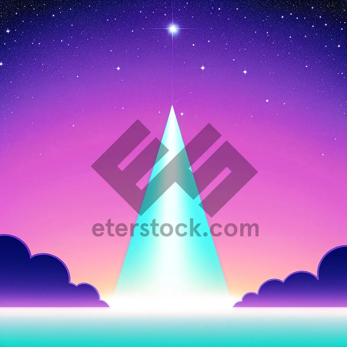 Picture of Winter Night Sky with Snowflakes and Trees