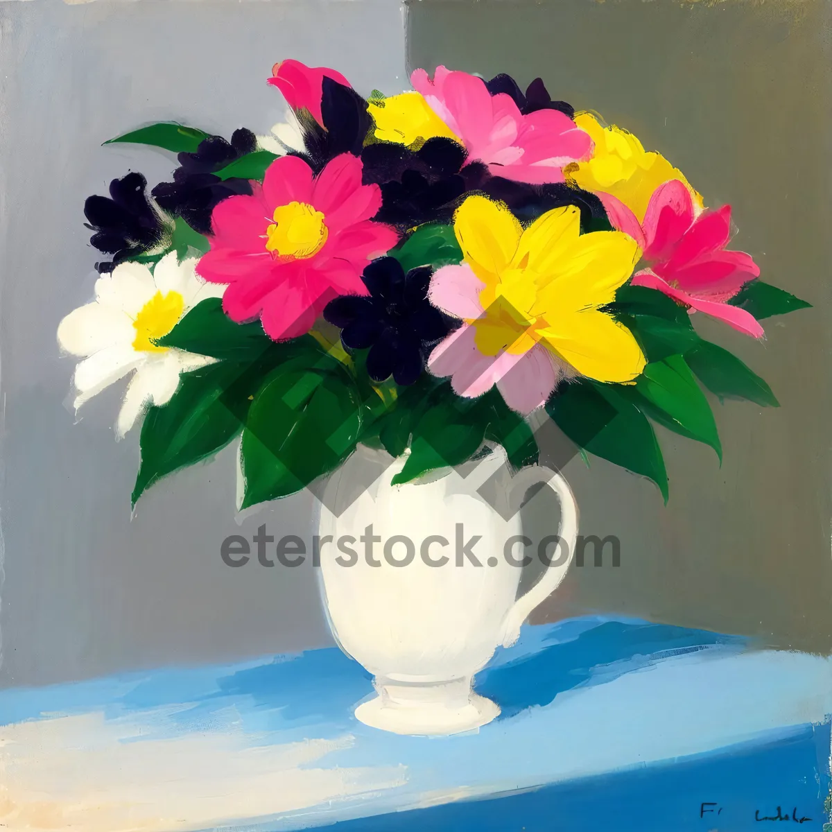 Picture of Colorful Spring Floral Bouquet in Vase