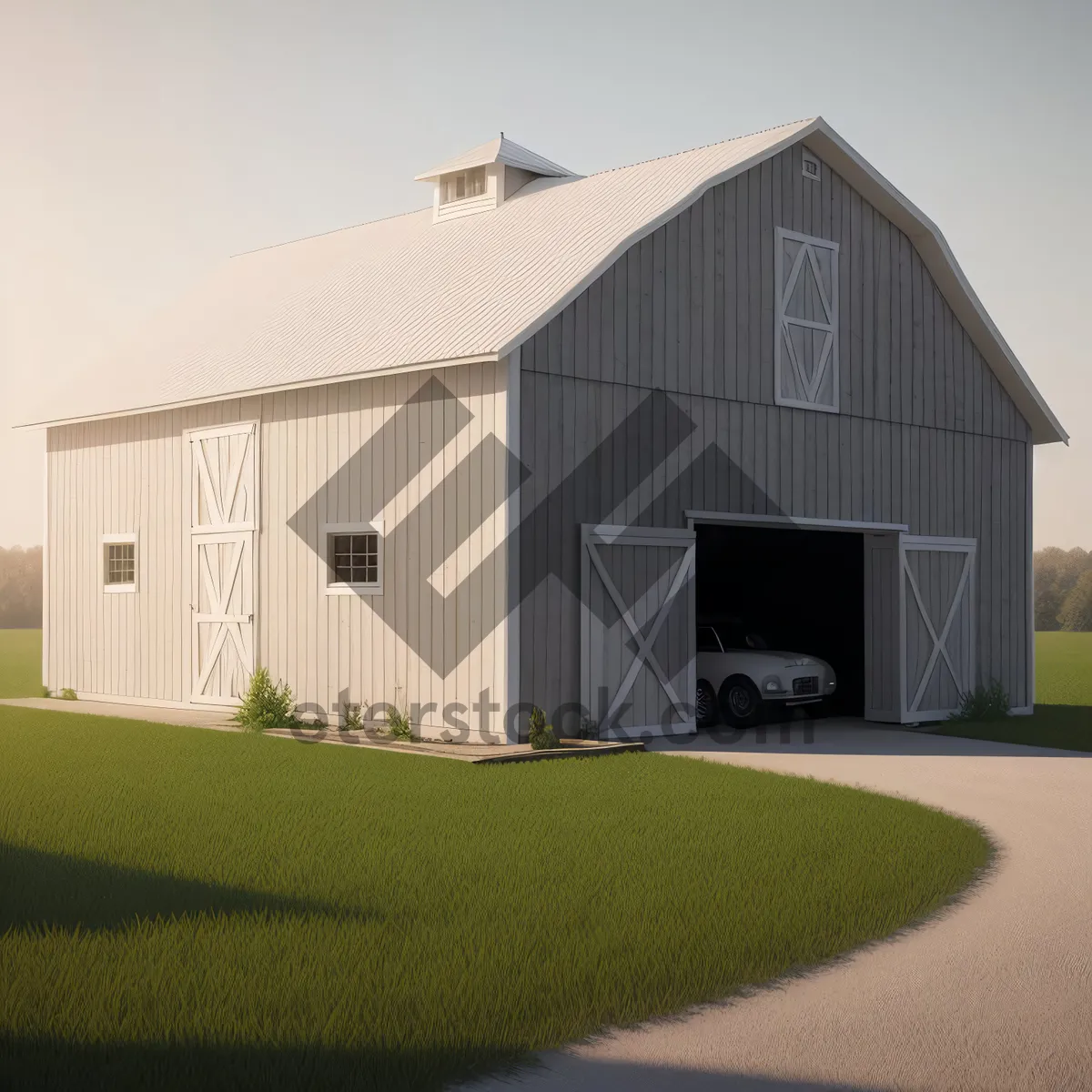 Picture of Rural Home with Garage and Sky