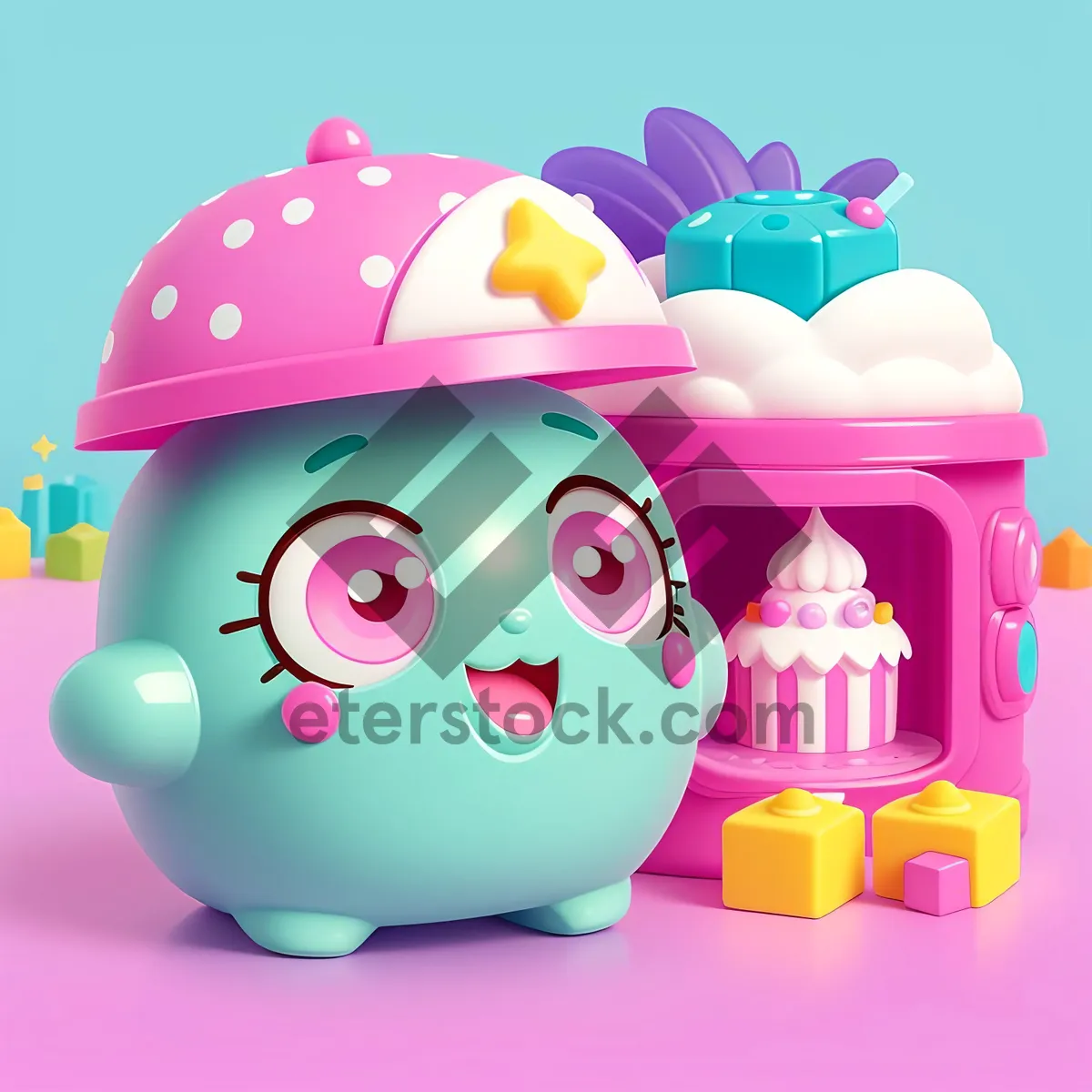 Picture of Pink Piggy Bank: Cute Toy Coin Savings for Finance and Investment