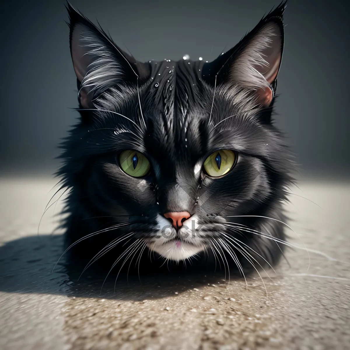 Picture of Fluffy Gray Kitty with Captivating Eyes.