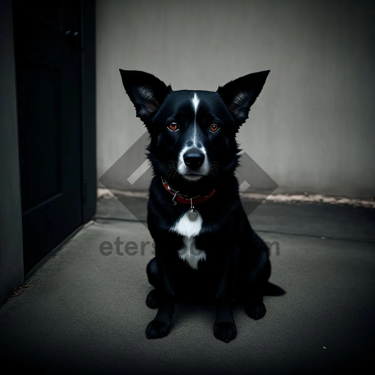 Picture of Adorable black Cardigan Corgi puppy portrait