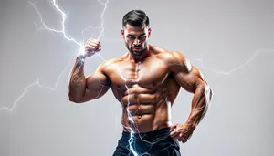 Fit male model posing in studio