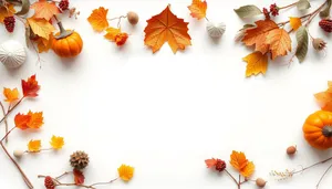 Autumn Floral Frame with Maple Leaves and Sunflower