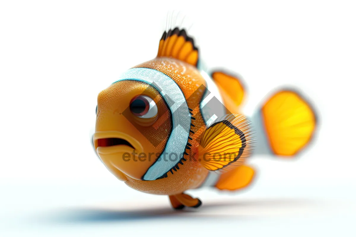 Picture of Cartoon fish in orange and yellow seawater setting