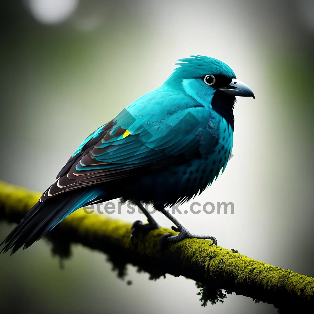 Picture of Cute Indigo Bunting perched on branch