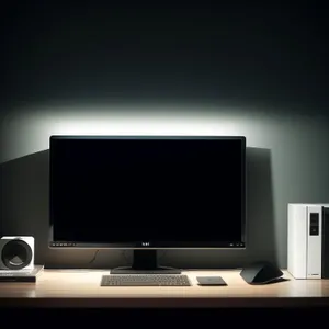 Modern Desktop Computer Display with Keyboard