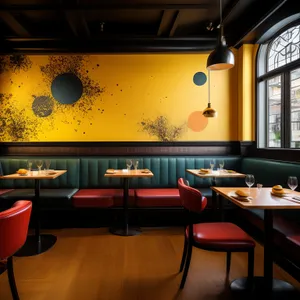 Modern luxury restaurant interior design with wood furniture