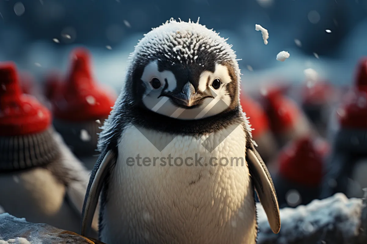 Picture of Black and white portrait of a king penguin