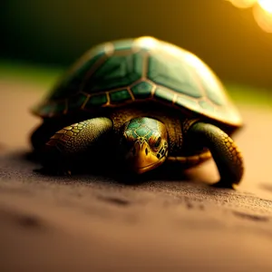 Slow-moving Terrapin with Shell and Wildlife