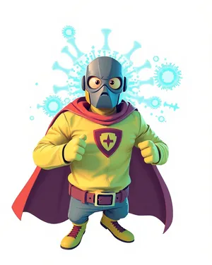 Superhero Boy in Cape Cartoon Clip Art