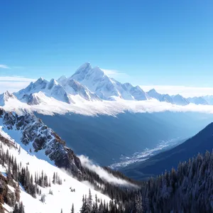 Snowy Alpine Peaks in Winter Wonderland
