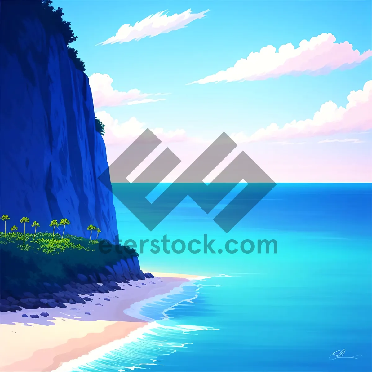 Picture of Tropical Paradise: Tranquil Beach with Turquoise Waves