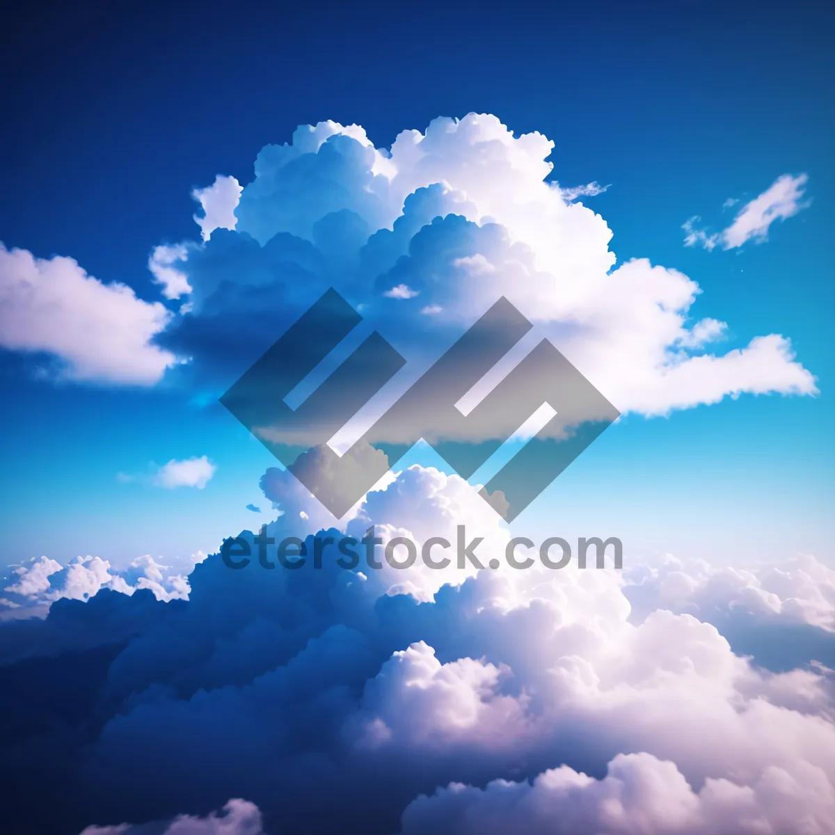 Picture of Vibrant Summer Sky with Fluffy Clouds