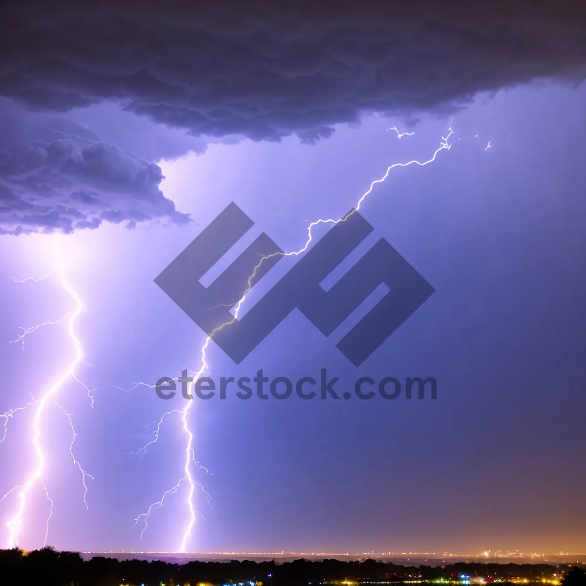 Picture of Electric Sunset Storm Lightning in the Dark