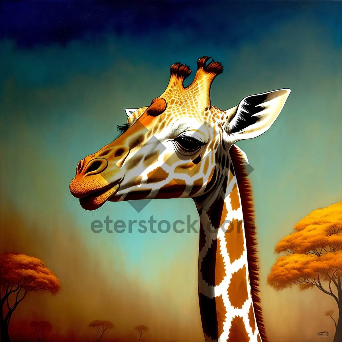 Picture of Majestic Giraffe Roaming the Savannah