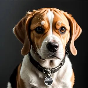 Beautiful Beagle Puppy Sitting with Collar