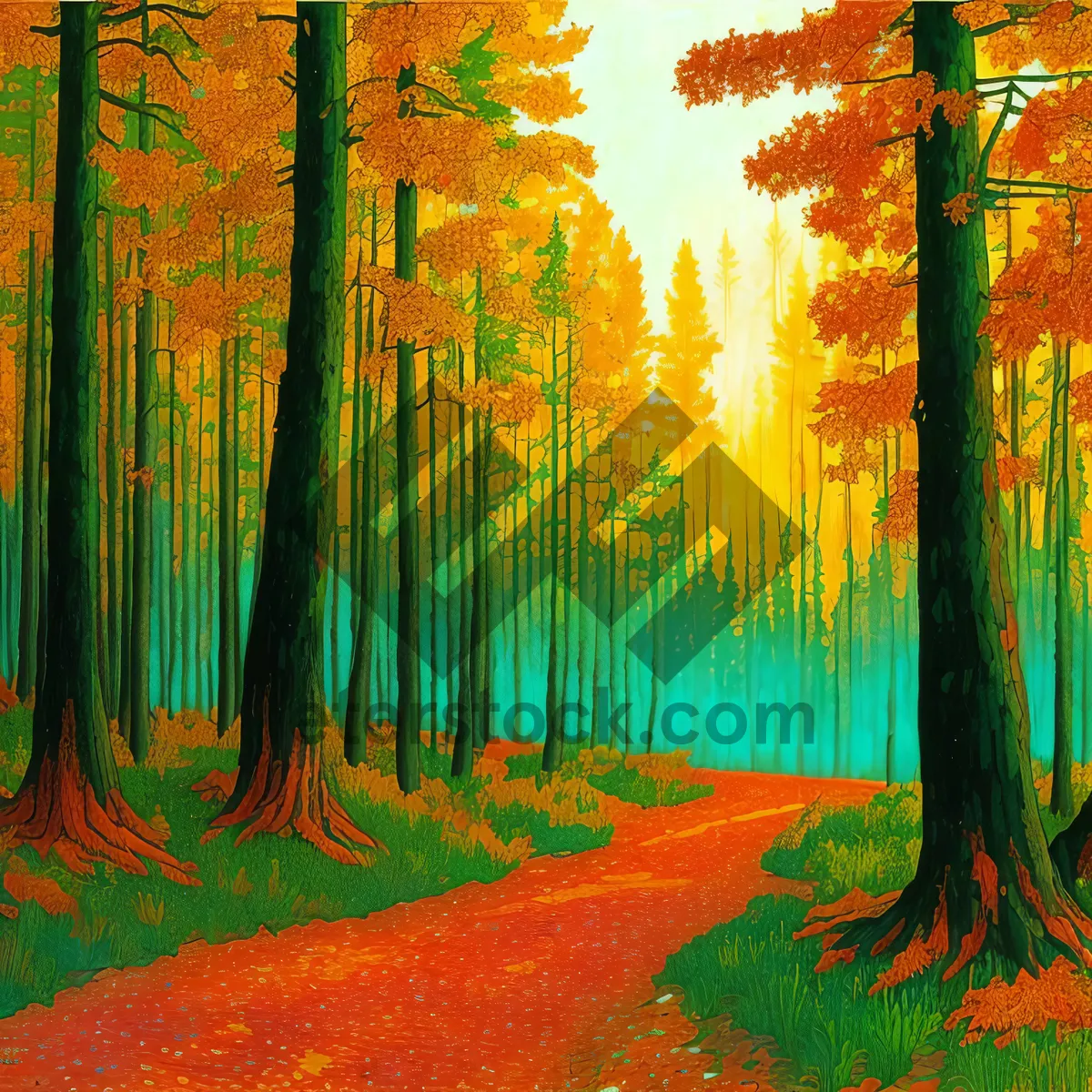 Picture of Autumn Woods Painting in Scenic Park