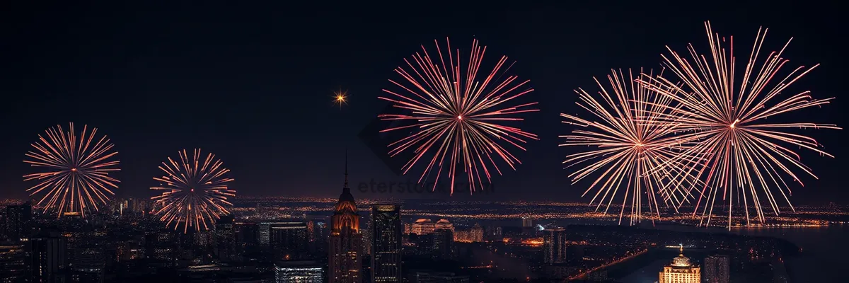 Picture of Vibrant Firework Display in the City Skyline