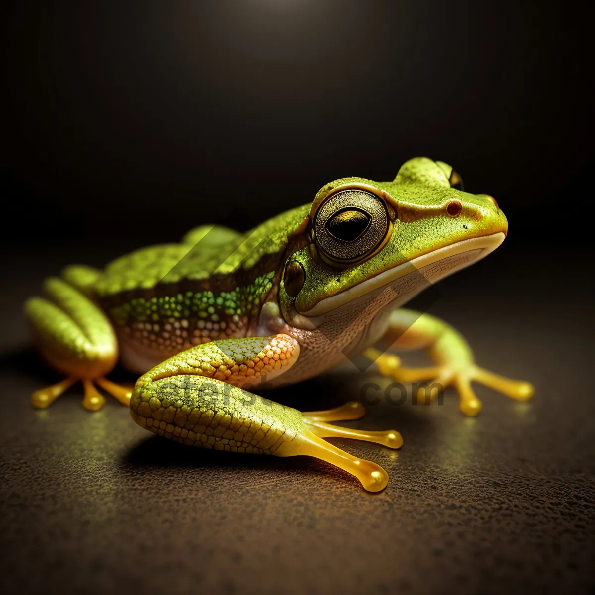 Picture of Vibrant-eyed Tree Frog Camouflaged in Lush Greenery