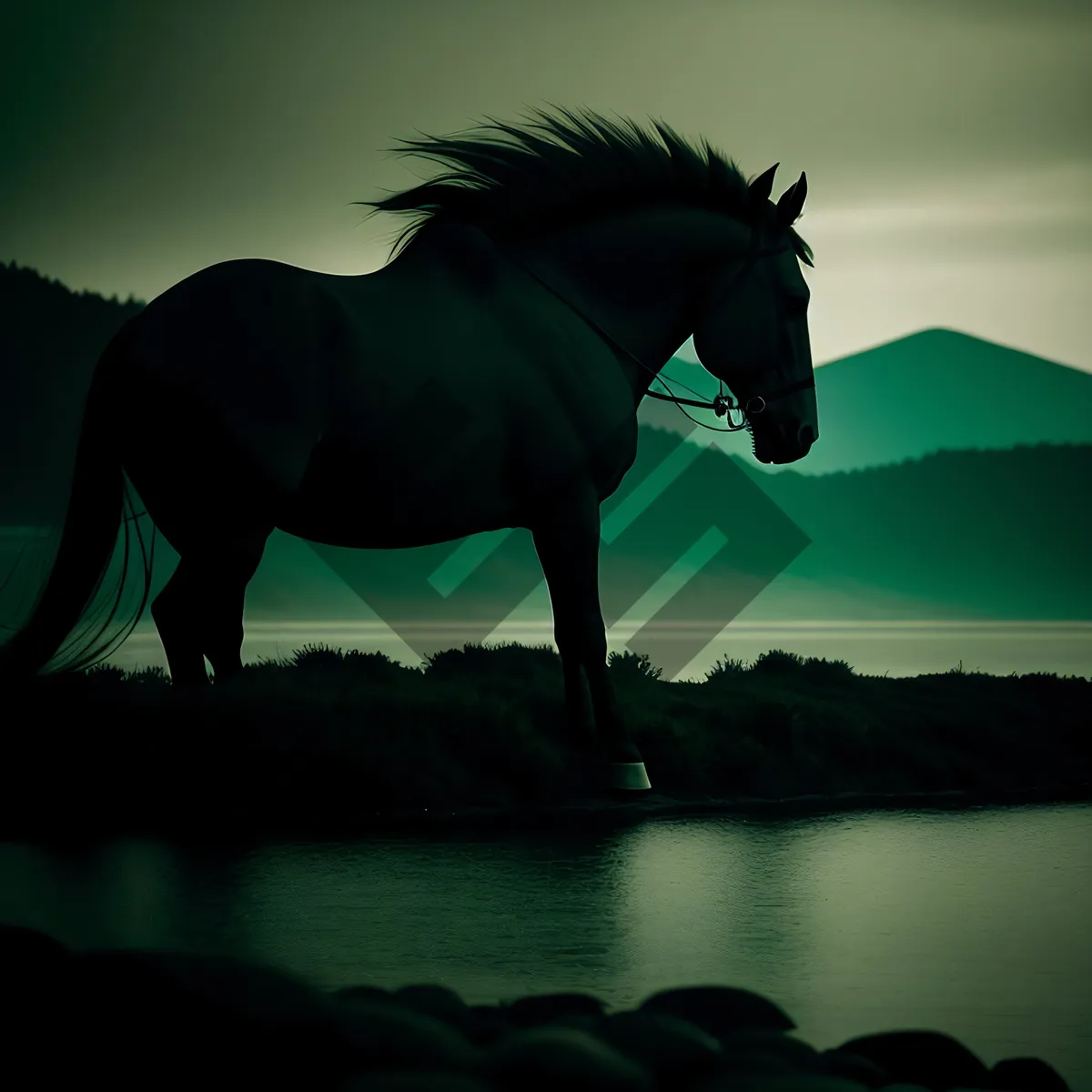 Picture of Majestic Stallion Galloping at Sunset