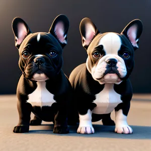 Charming bulldog puppies with a beautiful black and white coat