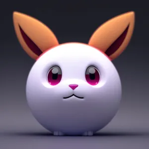 Cute Bunny Cartoon Icon with Funny Facial Expression