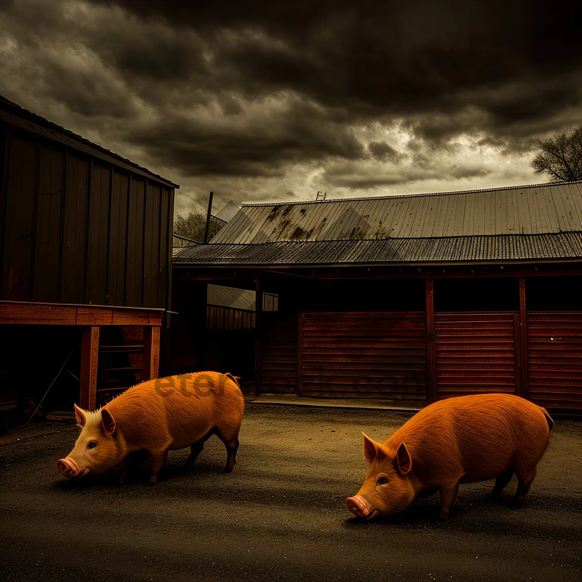 Picture of Pink Piglet in Farm Pen: Cute Snout in Hog Enclosure