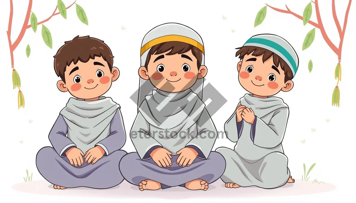 Picture of Adorable Cartoon Boy with Amulet - Children's Clipart