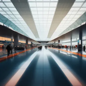 Urban Transit Hub: Modern Transport Center in Glass-Lined Station