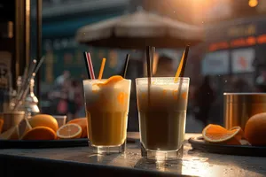 Refreshing Fruit Smoothie in Glass with Candle Light