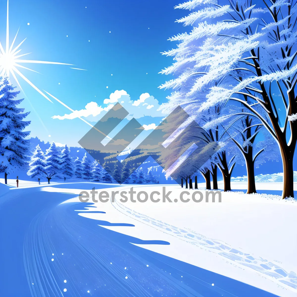 Picture of Modern Winter Wave: Bright Graphic Art in a Digital Space