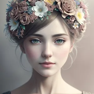 Stylish Crowned Princess: Attractive fashion model with an elegant hairstyle and captivating eyes.