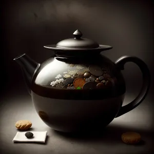 Traditional ceramic teapot for hot herbal tea