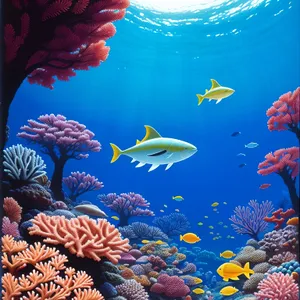 Colorful Coral Reef Fish in Sunlit Seawater