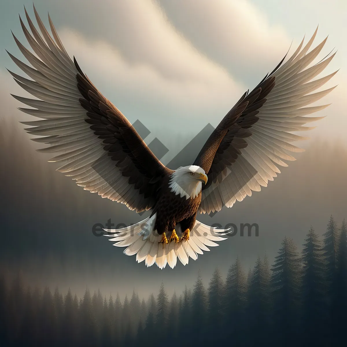 Picture of Free Soaring Eagle in the Wild Sky