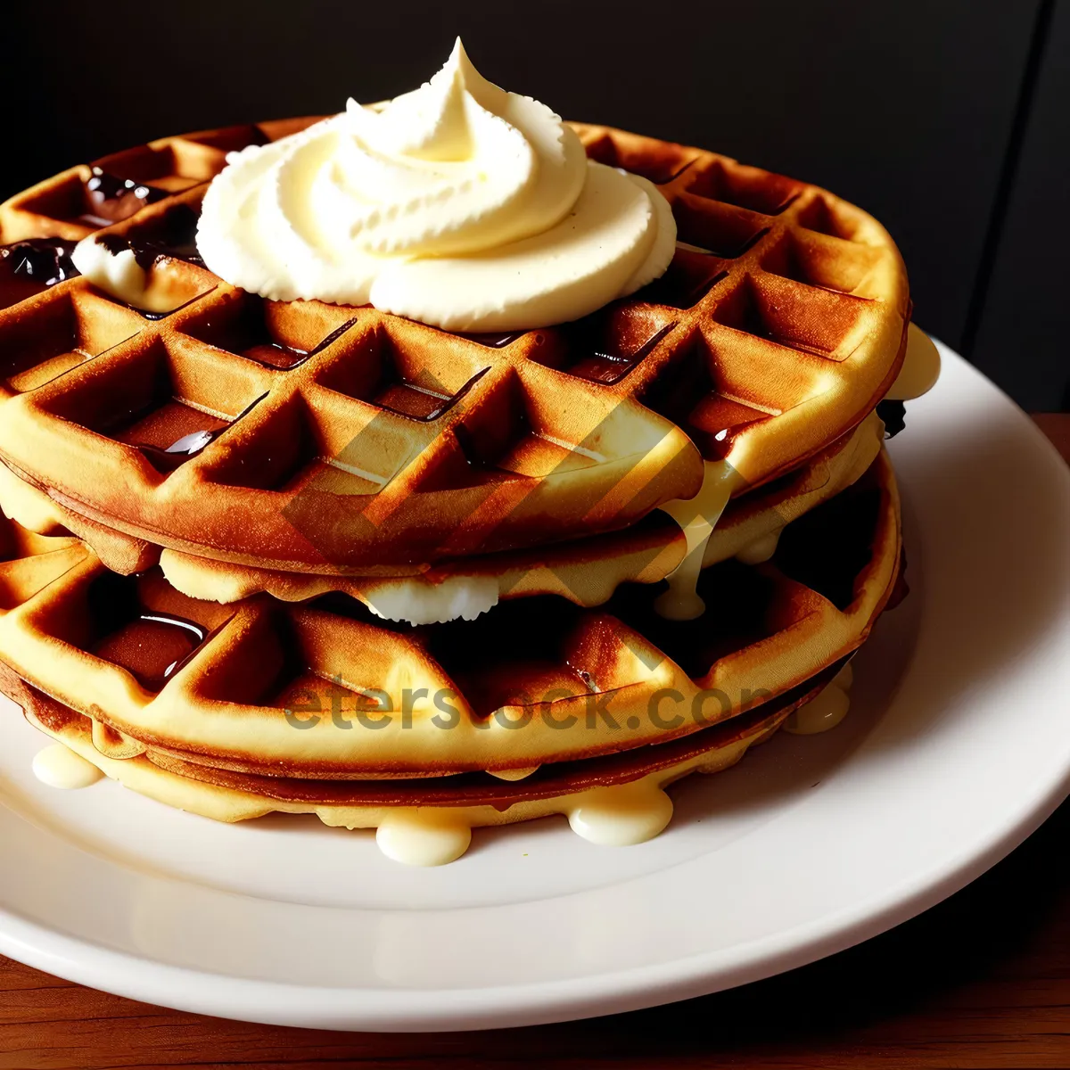 Picture of Delicious Chocolate Syrup Drizzled Pastry Plate