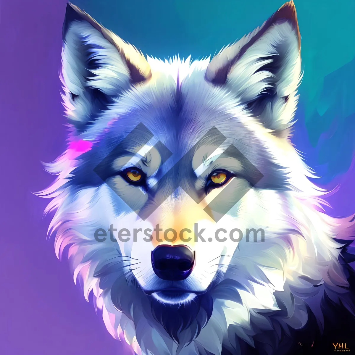 Picture of Cute Canine Portrait - White Purebred Wolf
