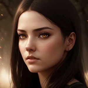 Sultry Beauty: Captivating close-up portrait of a stunning brunette model