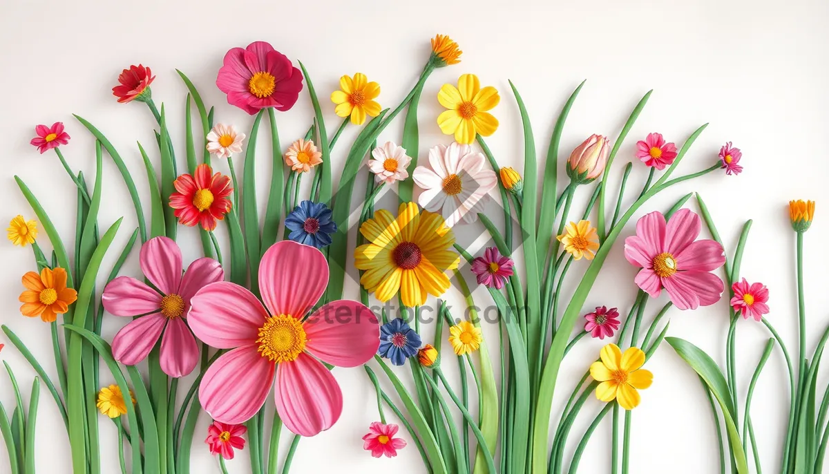 Picture of Colorful Floral Wallpaper with Orange and Pink Tulips