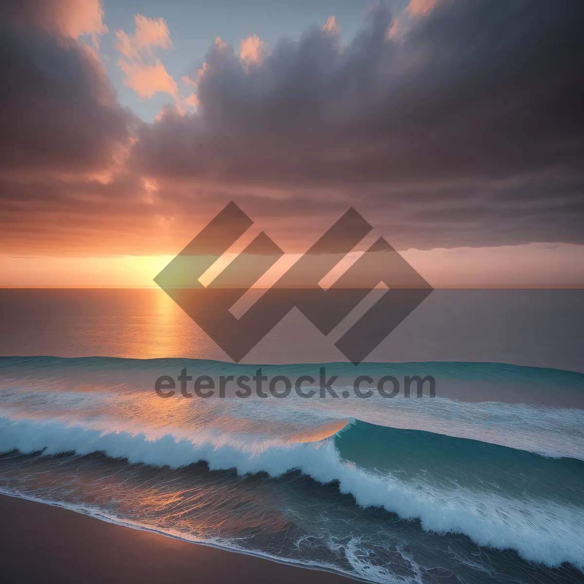 Picture of Serene Coastal Sunset with Majestic Waves