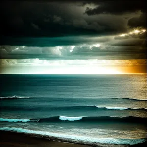 Vibrant Sunset over Tranquil Beach