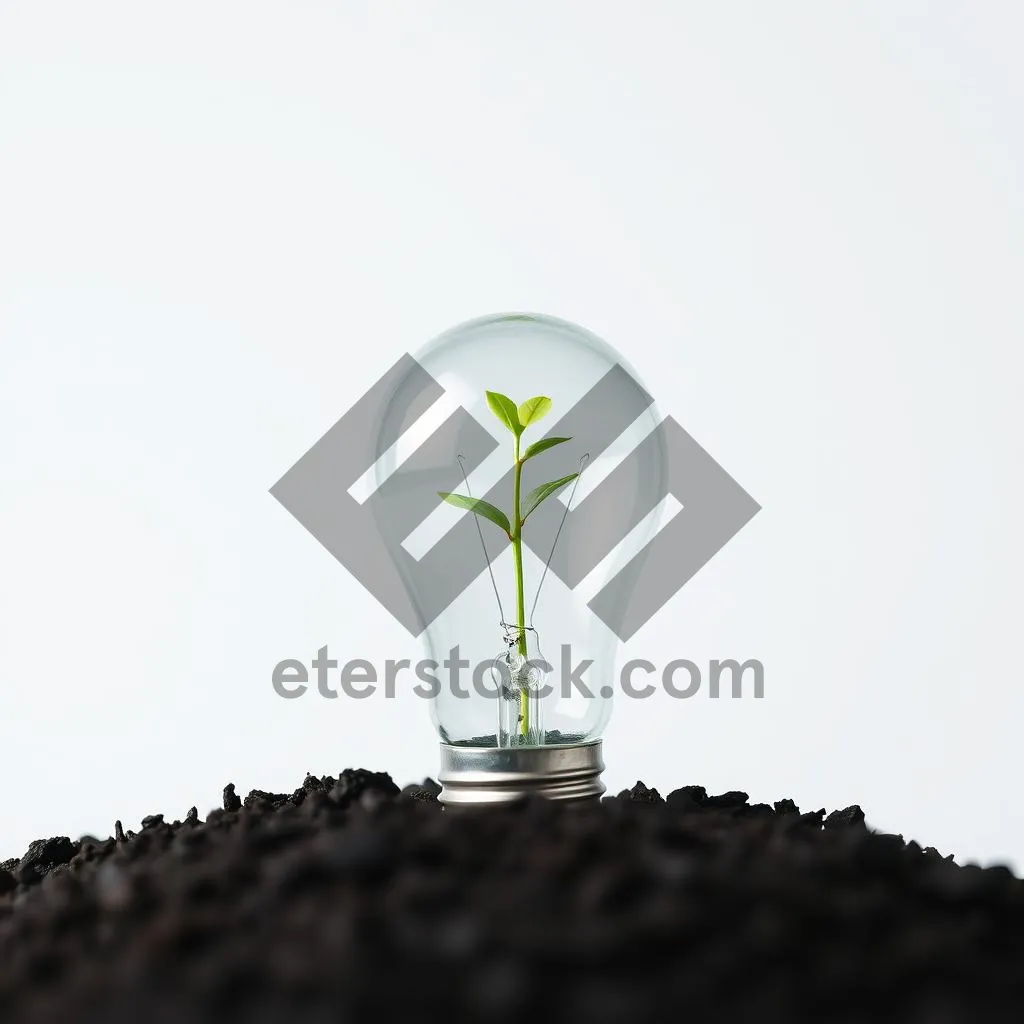 Picture of Light bulb and plant in glass vase