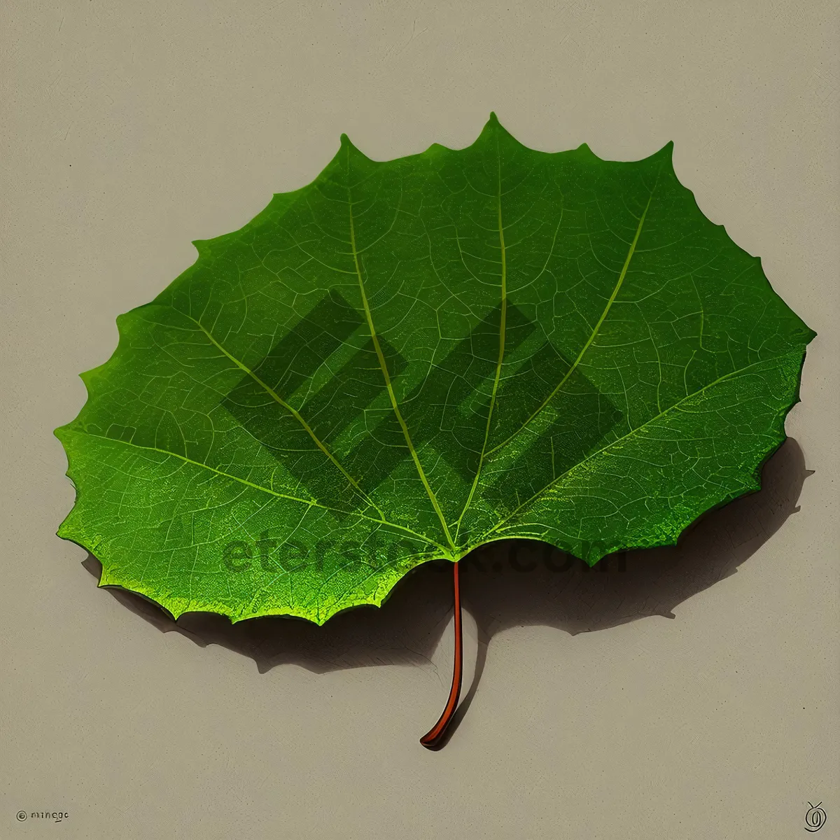 Picture of Fresh Spring Foliage of Rhubarb Plant