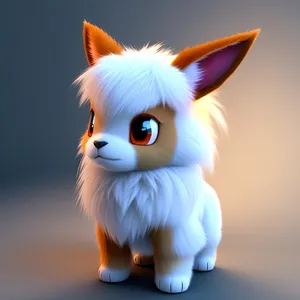 Fluffy Cartoon Animal with Cute Nose